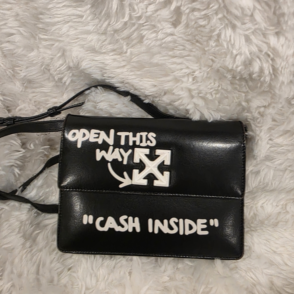 Off-White Black Crossbody Bag with Bold Text